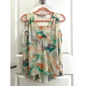 ZARA BASIC Women’s Sheer Watercolor Print Tank Size XS